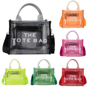 Nuovo prodotto Borsa da spiaggia multicolore Marc Tote Bag Designer Totes Donna Summer Fashion All-match Shopper Borsa a tracolla in pelle trasparente Borsa da viaggio