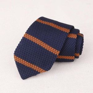 Papillini a prua rbocostriped semplice cravatta a maglia da maglia da 7 cm maschile maschile cravatta blu blu magni blu marrone per un matrimonio di business