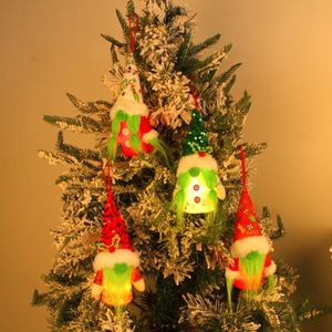 Plush Light - Up Toys 4x Hanging Christmas Tree Decoration Rudolf Doll Long -Cap Glowing Design Handmased Dwarf Elf Figurine Doll Harvest 230621