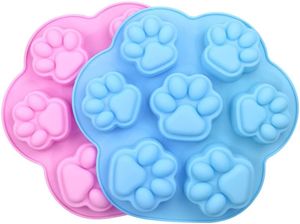 Dog Cat Paw Mold Silicone Ice Cube Tray Wax Melt Molds Chocolate Candy Baking Forms, Non-Stick Chocolate Soap Pudding Jello Ice Cube Tray 122777