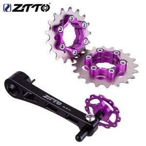 Bike Freewheels Chainwheels ZTTO MTB Bicycle Single Speed Cassette Cog and Derailleur Chain Tensioner Group Set 1Speed Sprocket Freewheel Gear 230621