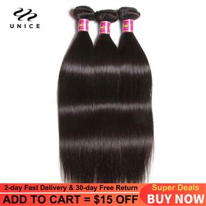 Hair Bulks UNICE HAIR 30 Inch Brazilian Bone Straight Bundles 100 Human Weave 134 PCS 230621