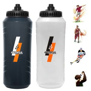 Garrafas de água Squeeze Sport Bottle 1 litro à prova de vazamento de hóquei 32 onças boca larga para futebol futebol basquete ginásio 230621