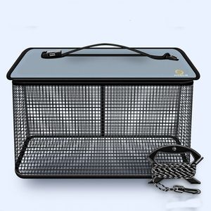 Fishing Accessories Folding Fish Guard Net Metal EVA Thicken Bucket Live Barreled Box Bait Storage Case 230621