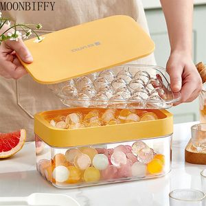 Glassverktyg Runda isbitbricka med förvaringslåda Creative Quick Release Ice Cube Molds Party Bar Kitchen Square Container Cold Drink Set 230621