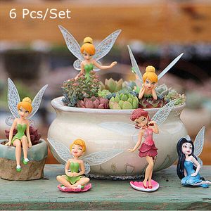 Garden Decorations 6Pcs Flower Fairy Pixie Fly Wing Family Miniature Artificial Ornament Home Decor Decoration Craft For 230621