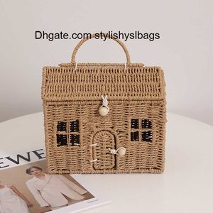 Evening Bags Cartoon small house hand-held straw bag new niche design hut hand-held woven bag to go out to store the basket