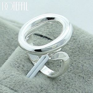 DOTEFFIL 925 Sterling Silver Circle O Open Adjustable Size Rings For Women Wedding Engagement Party Jewelry