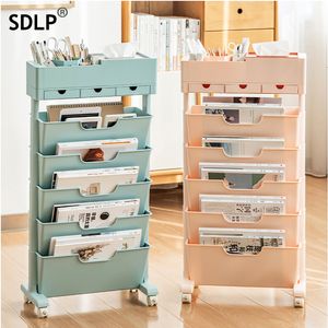 Storage Holders Racks SDLP Movable Book Rack Large Capacity Bookshelf Shelve Organizer File Bookcase With Drawer Student Office 230621