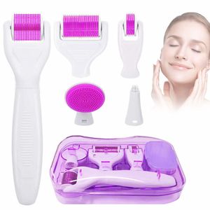 Face Massager 6 in 1 Derma Roller Microneedle Kit For Body 5 Replaceable Heads Home Skincare Cosmetic Non Invasive Micro Needle 230621
