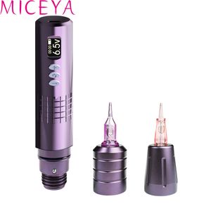 Permanenta makeupmaskiner Miceya Wireless Tattoo Pen 1800 MAH LED Digital Display för kroppskonst PMU Machine Microblading Eyebrow Lip med 2 Grips 230621