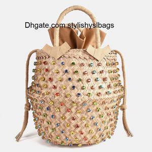 Kvällspåsar Artmomo Woven Crystal Empelled Tote Bag Rainbow Bucket Bag Women's Shoulder Bags Bästa handväskor 2020 Purses Diamond Påsar