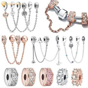 925 Sterling Silver för Pandora Charms Authentic Bead Pendant Women Armelets Pärlor Rensar säkerhetskedjeklipp