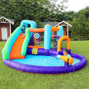 Hedef Atlama Kalesi Su Slide Oyunu Şişirilebilir Su Kaynağı Parkı Boşluk Evi Dart Dart Bouncy House Jumper Çocuklar İçin Açık Hava Oyun Eğlenceli Küçük Oyuncaklar Partisi