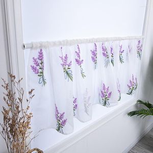 Curtain & Drapes 1 PCS Pocket Short Cute Flower Embroidered Half-Curtain For Kitchen Door Drape Cafe Small Window Panel Sheer