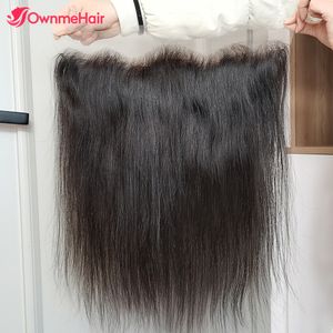 Hair pieces 4x4 5x5 13x4 Transparent Lace Frontal Clre Brazilian Human Remy Pre Plucked with Baby Bleached Knots 230621