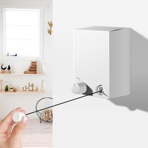 Other Home Storage Organization PunchFree Retractable Clothesline el Wall Clothes Drying Rack Indoor Steel Wire Invisible Organiser 230621