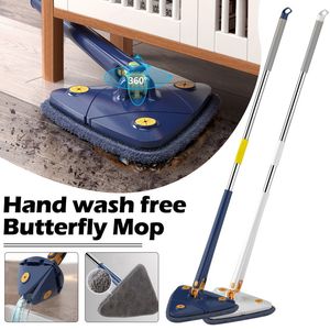 El İtme Süpürücüler Genişletilmiş Üçgen Mop 360 Twist Swing Wringing Xtype Pencere Cam Tuvalet Zemin Evi Temizlik Tavan Tozu 230621