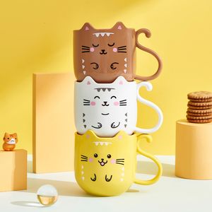 Tumblers Cute Cat Mouthwash Cup Toothbrush Home Travel Cartoon Thickened Wash 230621