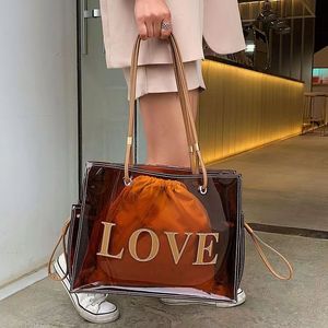 Прозрачная модная сумка из ПВХ на одно плечо большой емкости в иностранном стиле