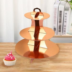 Bakeware Tools Användbara kakor rack papper stativ 3 lager dessert bord cupcake display torn rymdbesparande