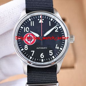 3 style luksusowe męskie zegarki pilotażowe 41 mm Mark 18 stalowa obudowa 35111 ruch automatyczny 10,5 mm grubość czerwona data paska NATO Sapphire Luminous Men's Sport Wristwatches