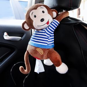 Vävnadslådor servetter Creative Tissue Box Cute Monkey Paper Serve Case Cute Cartoon Animals Car Paper Boxes Wall Car Hanging Servin Holder 230621