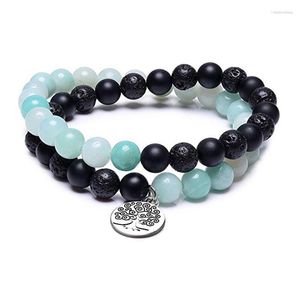 Strand Tree Of Life Jewelry Yoga Mala Bracciale Stone Healing Protection Elastic Beaded Stacking Bracciali Spirituale