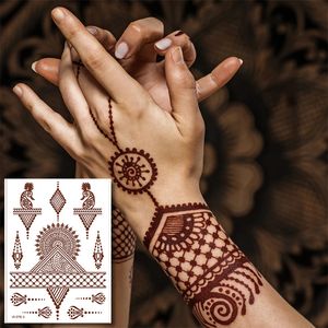 Temporäre Tattoos stellen abnehmbare indische Braut Hanna Tattoo-Aufkleber für Körperkunst mit rotbrauner Farbe 500 Stück / Los 230621 her