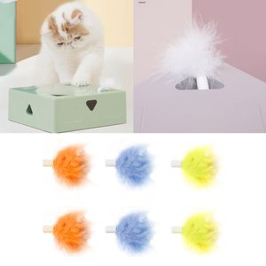 448B 6 Pcs Interactive Toy Feathers Replacements Head for FOFO Cat Exercise Indoor Toy Tassel Toys Replacements