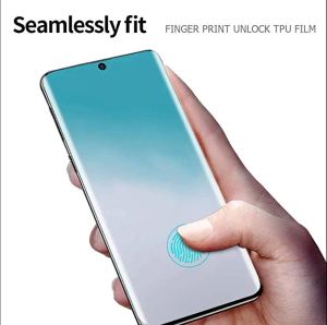 Protetor de tela de cola de borda 3D de cobertura completa de vidro temperado para Samsung Galaxy S23 Ultra S22 5G S10 Nota 20 10 com desbloqueio de impressão digital