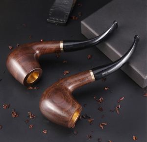 Smoking Pipes Spot One bucket, three uses, solid wood waxed, old style pipe, new product wholesale, curved ebony 9mm filtered copper pipe pot pipe