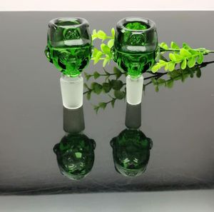Cachimbos de fumaça Narguilé Bong de vidro Bongs de água de óleo Verde padrão de desenho animado adaptador de vidro cabeça de bolha