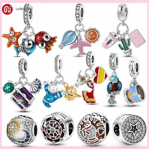 925 Srebrne koraliki Uroki Fit Pandora Charm 25 Bransoleta Zachorowate Starfish Octopus