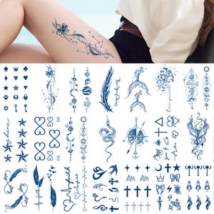 Temporary Tattoos 100Pcs Wholesales Small Juice Ink Tattoo Lasting 15 day Snake Feather Rose Body Art Sticker Man Tatoo Arm Women 230621