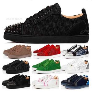 Med box loubutins kristna röda botten designer klänningskor nitar loafers låg studerad mocka sko svart vit läder män kvinnor mode chaussures sneakers