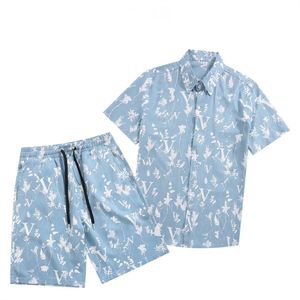 lyxdesigner skjortor mode shorts strandkläder hawaii blommor tryck avslappnad skjorta män smal passar kort ärm strandkläder casual skjorta m-3xl