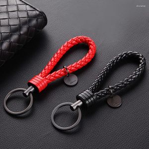 Keychains DIY Bag Pendant Key Chain Holder PU Leather Braided Woven Rope Keychain Car Trinket Keyring For Men Women Jewelry Gifts