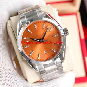 5 Stile, luxuriöse Herren-Designeruhren, 41 mm, SM150, orangefarbenes Zifferblatt, mechanisches Automatikwerk, transparente Rückseite, Edelstahl, Saphirglas, Herren-Sportarmbanduhren