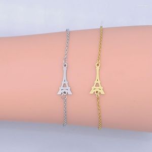 Gliederarmbänder Kette Edelstahl Zierliches Eiffelturm-Charme-Armband für Frauen Großhandel OEM-Schmuck Bestellung wird im Werksverkauf nie angenommen