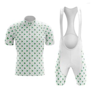 Conjuntos de corrida 2023 Summer Man 3 Leaf Colver Pattern Cycling Jersey Set BIke Team Hombre Bicycle Equipment Conjunto Roupa