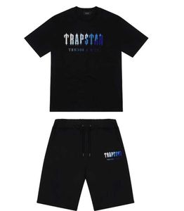 Męskie Trapstar T Shirt z krótkim rękawem Wydruku strój Chenille Black Cotton London Streetwear S-2xl Projekt Motion651