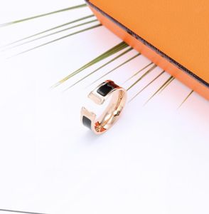 Designer Letter Rings 18k Rose Gold Epoxy Womens Rings Luxury Classic Style Jewelery Ring Wedding Party Love Ring Smycken Par Ringar