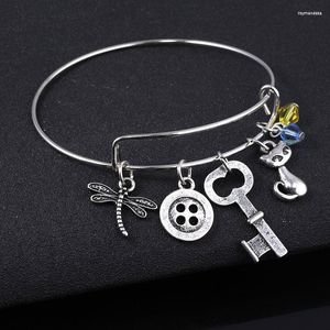 Charm Armbänder Horrorfilm Coraline Armband Armreifen Libelle Knopf Schlüssel Charms Handgelenk Anhänger Manschette für Kinder Halloween Schmuck Geschenk Raym22