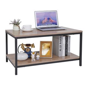 31.5" Modern Industrial Coffee Cocktail Table W/Storage Shelf Metal Frame 2 Tier