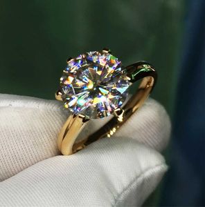 Обручальные кольца Solitaire 1.5ct Lab Diamond 24K Gold Ring Original 925 Стерлинговое серебро.