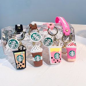 Starbucks cup keychains for woman Fashion creative coffee milk tea cup key chain designer boutique bag key chain ring hanging ornaments