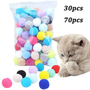 Färgglada kattleksaker Stretch Plush Ball 0,98in Molar Bouncy Ball Puzzle Interactive Funny Cat Balls tugga leksak husdjur leveranser