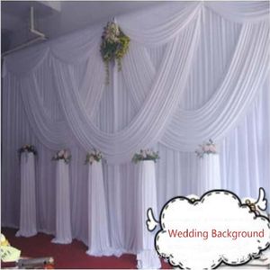 DHL Fedex 10ft 20ft white wedding curtain with swags romantic wedding stage backdrops decoration3207