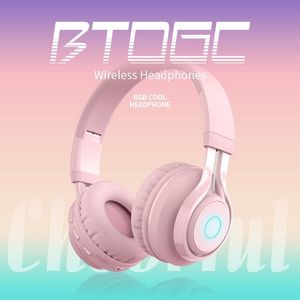 BT06C Drahtlose Telefone Kopfmontiertes süßes drahtloses Bluetooth-Kinder-Headset mit Mikrofon-LED-Licht-Gehörschutz-Headset